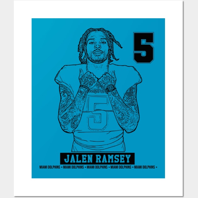 Jalen ramsey  | 5 | Football || Black retro Wall Art by Aloenalone